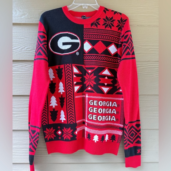 University Of Georgia Red Black White Ugly Sweater Unisex Size M - Picture 1 of 12